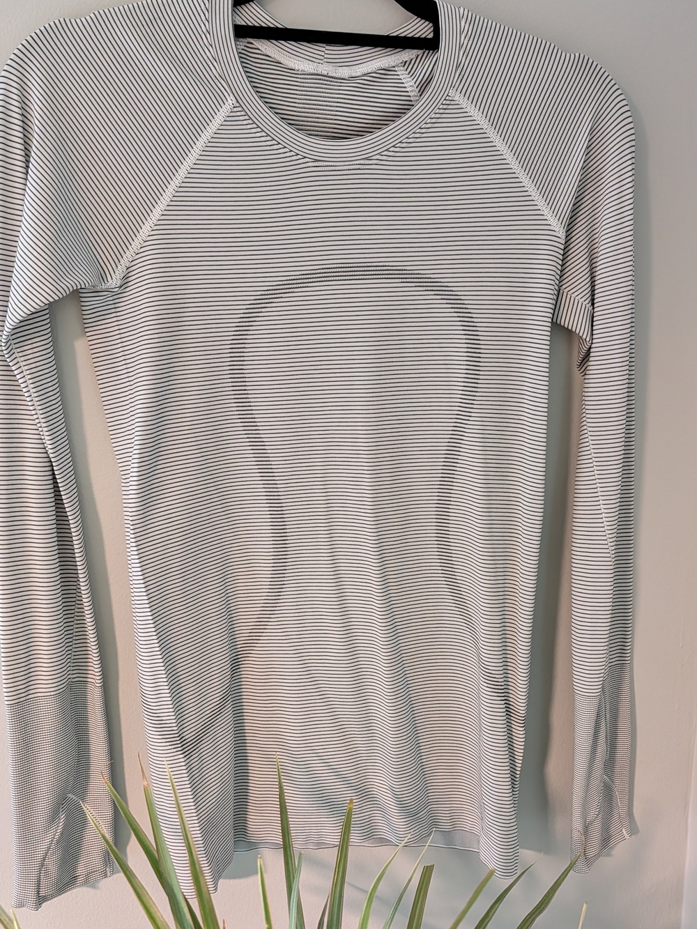 lululemon athletica Long Sleeve Striped Tee in White and Black